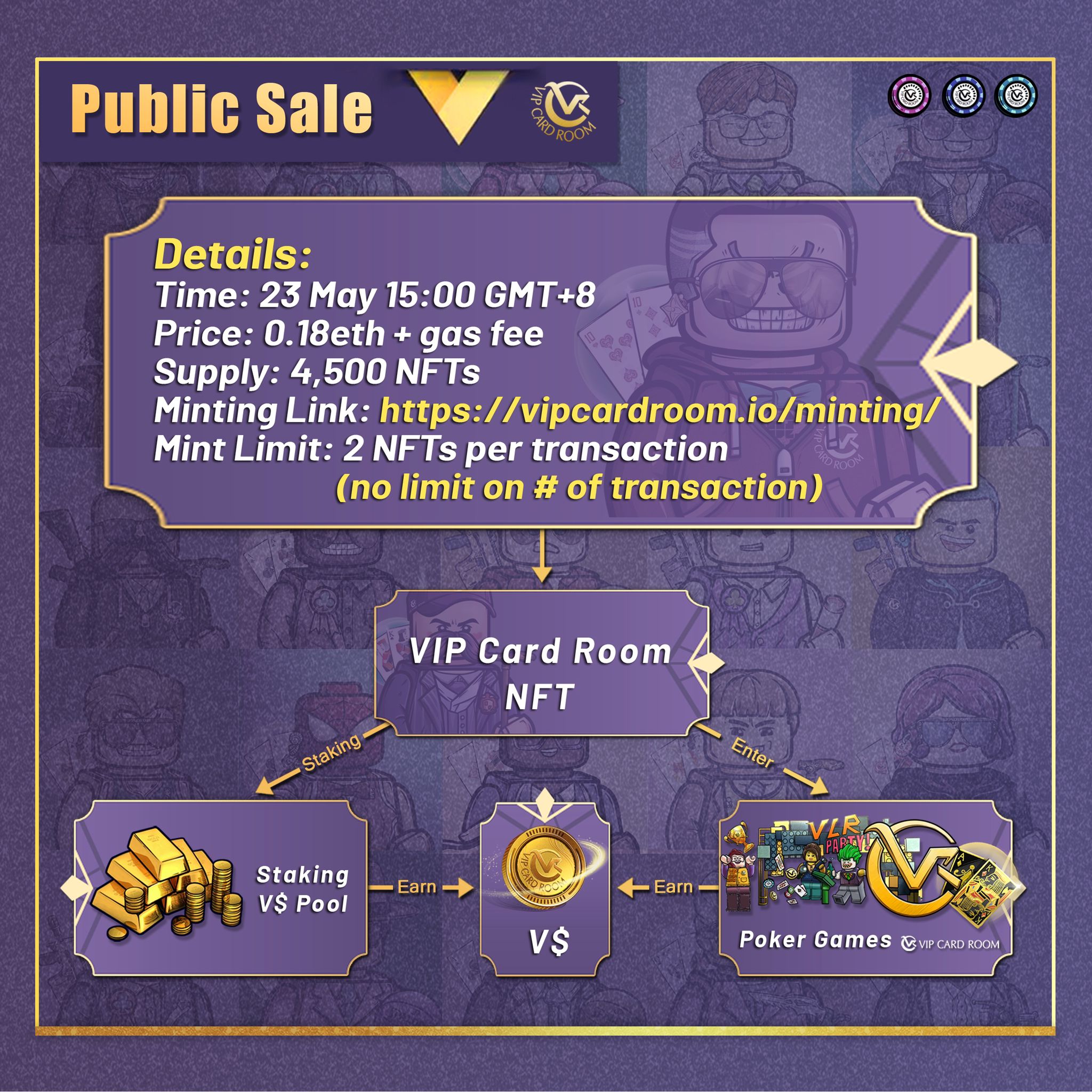 NFT drop preview for VIP Card Room Public Sale